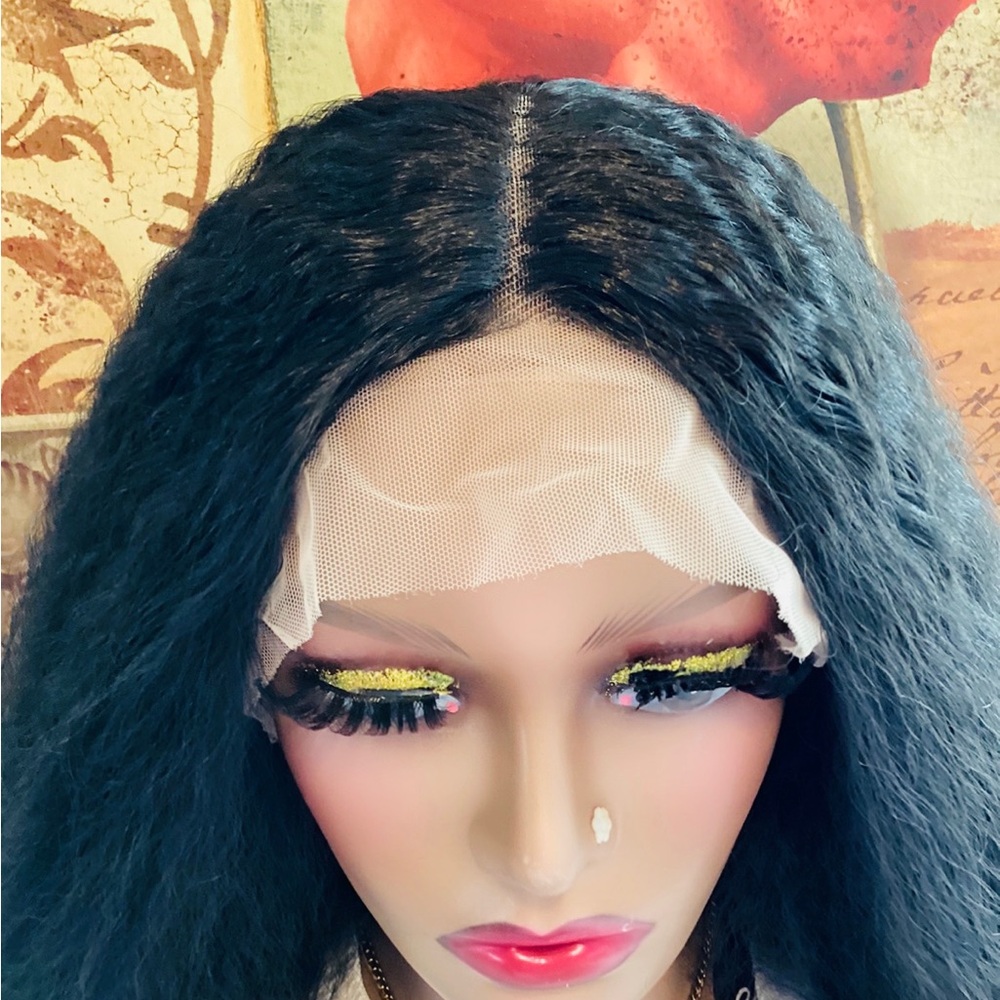 l Yaki Synthetic Straight Fluffy Lace Wig – 13x1 Lace, Easy Install